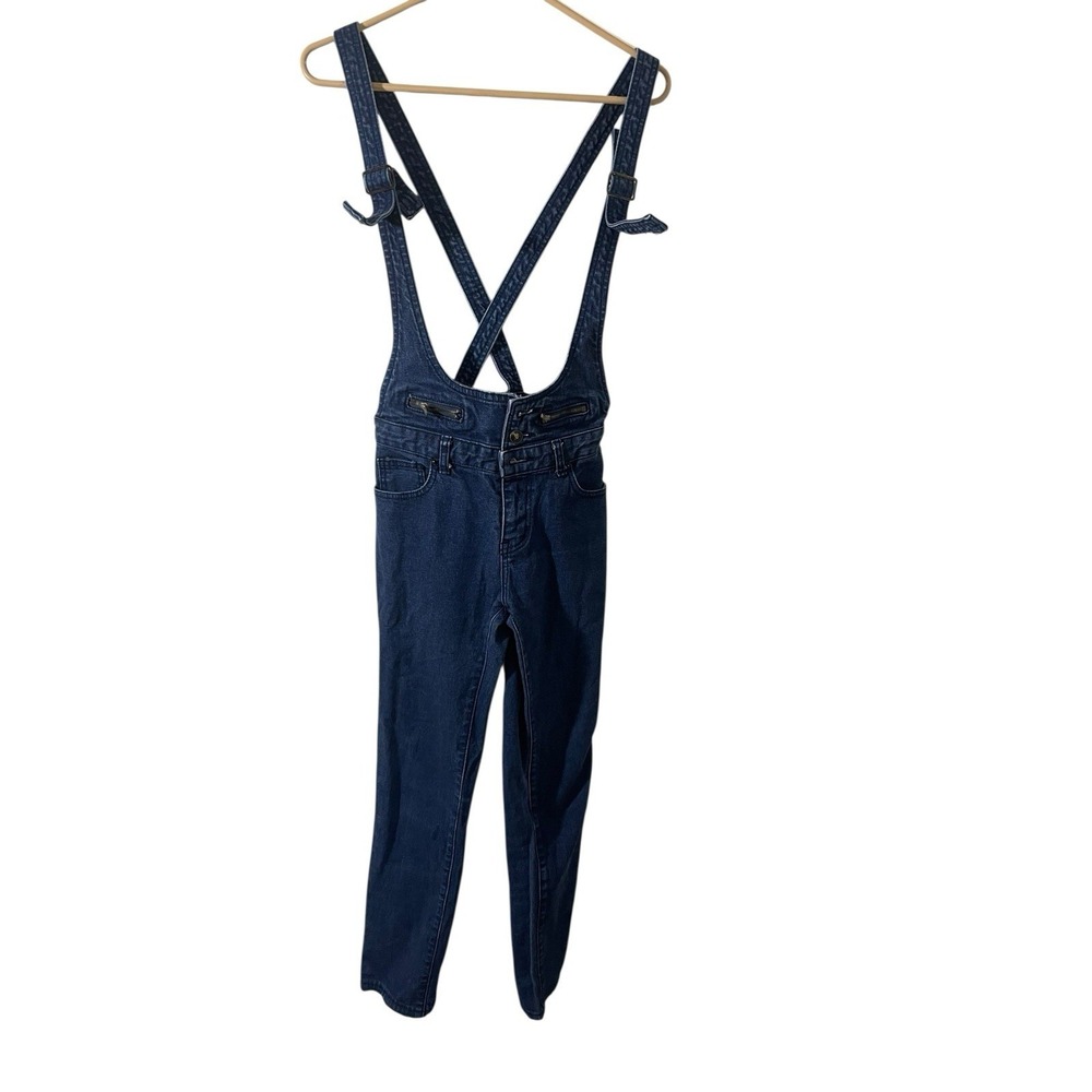 Vintage Denim Overall Waiters XS Railroad Y2K 90's Indie Streetwear Belt Loop - Picture 2 of 8